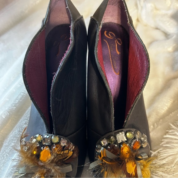 Poetic License 6 1/2 M Flux Leather Heel Bootie,Gray 3.5"‎ Rhinestone Peep Toe - Picture 12 of 16